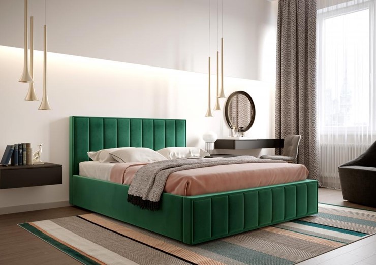 Кровать с основанием Вена 1800, Велюр Мора зеленый в Стерлитамаке - изображение 3