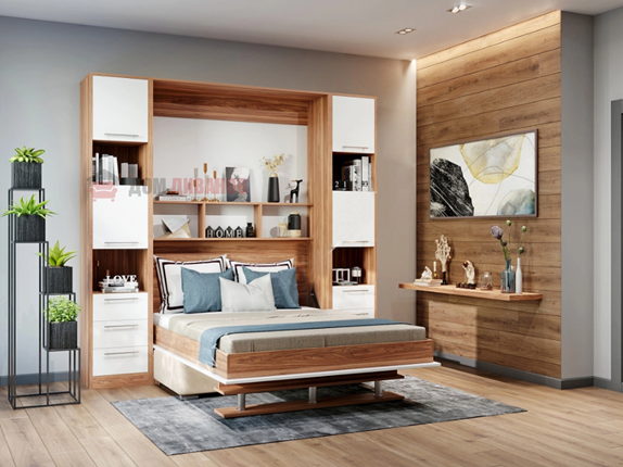 Кровать-шкаф с диваном Бела 1, с полкой ножкой, 1600х2000 в Стерлитамаке - изображение