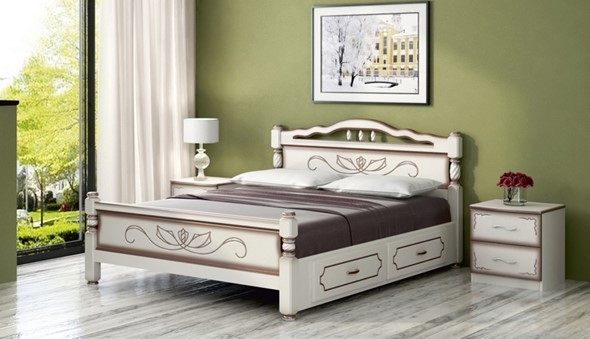 Кровать с выкатными ящиками Карина-5 (Дуб Молочный) 120х200 в Стерлитамаке - изображение