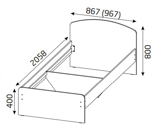 Кровать в спальню 800х2000 со средником и низкой ножной спинкой в Стерлитамаке - изображение 1