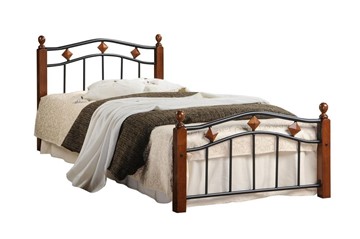 Кровать AT-126 дерево гевея/металл, 90*200 см (Single bed), красный дуб/черный в Стерлитамаке