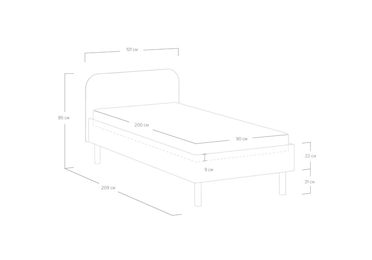Кровать односпальная Hanna 90х200 с основанием (Багама серый) в Стерлитамаке - изображение 5