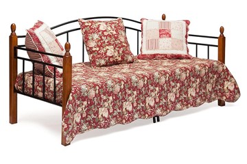 Кровать 1-спальная LANDLER дерево гевея/металл, 90*200 см (Day bed), красный дуб/черный в Стерлитамаке - предосмотр 1