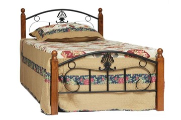 Спальная кровать РУМБА (AT-203)/ RUMBA  дерево гевея/металл, 90*200 см (Single bed), красный дуб/черный в Стерлитамаке