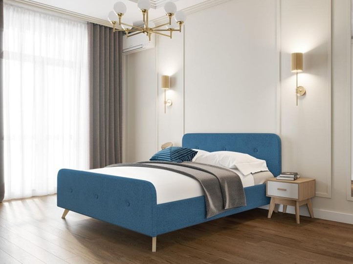 Кровать односпальная Сиерра 900 (без основания) Аура голубой в Салавате - изображение 1