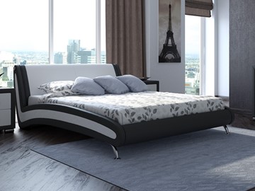 Кровать спальная Corso-2 160х200, Экокожа (Черный с белым) в Стерлитамаке