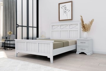 Спальная кровать Грация-5 карниз сосна (Белый Античный) 140х200 в Стерлитамаке - предосмотр 1