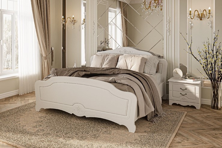 Спальная кровать Лотос (Белый) 160х200 с основанием в Стерлитамаке - изображение 2