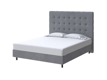 Кровать 1,5-спальная Madrid Boxspring Standart 140х200, Велюр (Monopoly Британский серый (996)) в Стерлитамаке