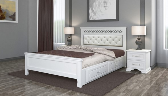 Кровать с выкатными ящиками Грация (Белый Античный) 140х200 в Стерлитамаке - изображение