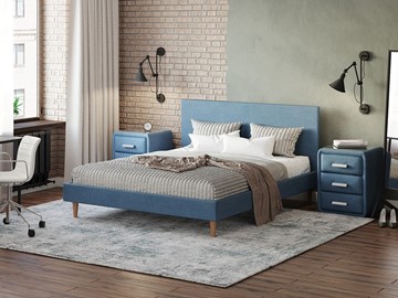 Двуспальная кровать Proson Claro 160х200, Рогожка (Тетра Голубой) в Стерлитамаке