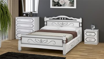 Кровать с выкатными ящиками Карина-5 (Белый Жемчуг) 90х200 в Стерлитамаке - предосмотр