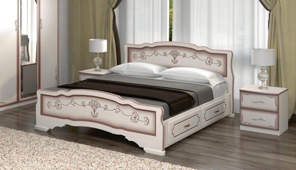 Кровать с выкатными ящиками Карина-6 (Дуб Молочный) 160х200 в Стерлитамаке - изображение