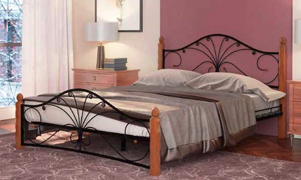Полутороспальная кровать Фортуна 1, 1200, черный/махагон в Стерлитамаке - изображение