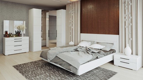 Гарнитур в спальню Наоми №4, цвет Белый глянец в Стерлитамаке - изображение