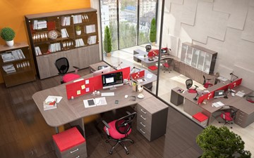 Офисный комплект мебели Xten в опенспэйс для четырех сотрудников в Стерлитамаке - предосмотр 3