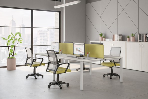 Комплект офисной мебели Комфорт КФ (белый премиум) на белом металокаркасе в Уфе - изображение