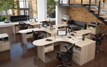 Набор мебели в офис SIMPLE с эргономичными столами и тумбами в Стерлитамаке - предосмотр