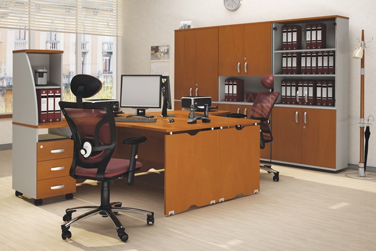 Мебель для персонала Милан для 2 сотрудников с тумбочками и большим шкафом в Уфе - изображение