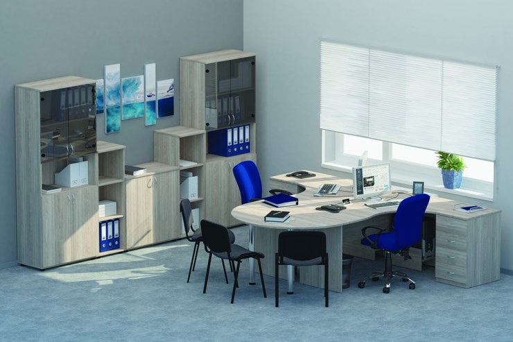 Комплект офисной мебели Twin для 2 сотрудников с совмещенными столами в Стерлитамаке - изображение