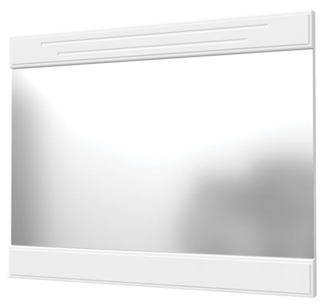 Навесное зеркало Олимп с декоративными планками (белый) в Стерлитамаке - изображение