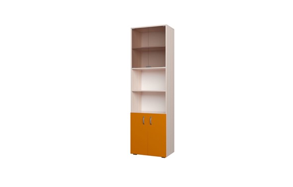 Распашной шкаф 600 2СТ 2Д Млечный дуб, Оранжевый в Стерлитамаке - изображение