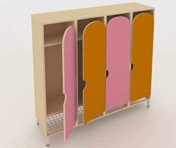 Распашной детский шкаф ШГС4 Беж + Розовый + Оранжевый в Стерлитамаке