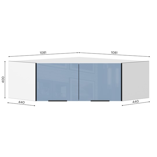 Антресоль углового шкафа 45 гр Урбан ЛД 528.320.000, Белый/Капри Синий в Стерлитамаке - изображение 1