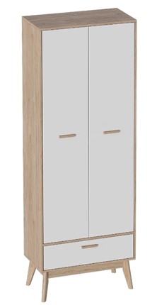 Детский шкаф двухдверный Калгари, Дуб натуральный светлый/Белый в Стерлитамаке - изображение