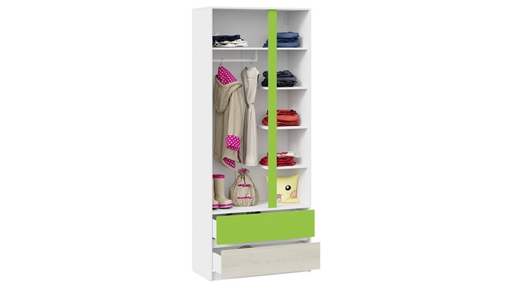 Распашной детский шкаф Сканди СМ-386.07.26-26 (Дуб Гарден, Белая, Зеленый) в Уфе - изображение 1
