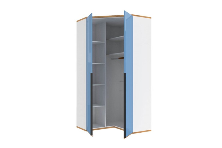 Угловой детский шкаф Урбан 528.060, белый/капри синий в Стерлитамаке - изображение 2