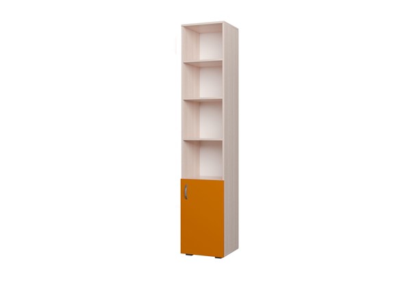 Детский шкаф-пенал 400 1Д Млечный дуб, Оранжевый в Уфе - изображение