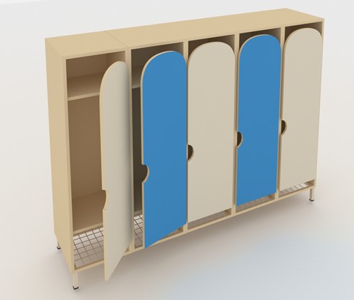 Детский шкаф распашной ШГС5 Беж + Синий в Стерлитамаке - изображение