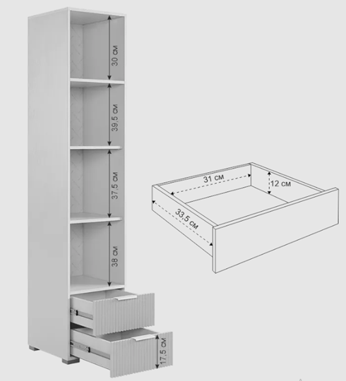 Шкаф однодверный с ящиками Зефир 107.03 (белое дерево/пудра розовая (эмаль)) в Стерлитамаке - изображение 10