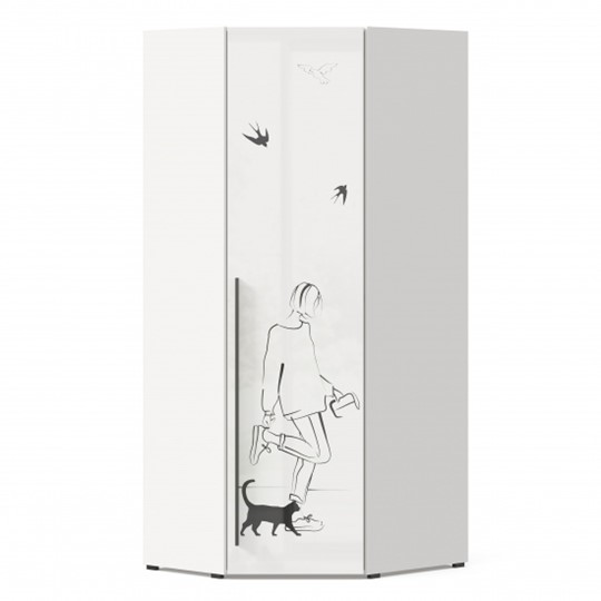 Распашной угловой шкаф Джоли 45 ЛД 535.030, Серый шелк в Уфе - изображение 2