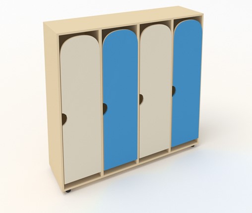 Распашной детский шкаф ШГ4У Беж+Синий в Стерлитамаке - изображение