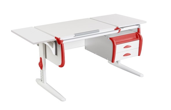 Растущий стол 1/75-40 (СУТ.25) + Polka_b 1/550 + Tumba 3 белый/белый/Красный в Стерлитамаке - изображение