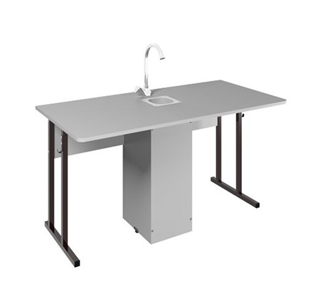 Стол ученический 2-местный для кабинета химии Стандарт 5, Пластик Серый/Коричневый в Стерлитамаке - изображение