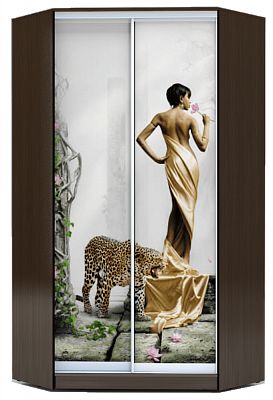 Шкаф угловой 2300х1103, ХИТ У-23-4-77-03, Девушка с леопардом, венге в Стерлитамаке - изображение
