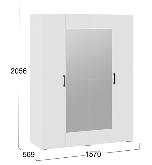 Четырехстворчатый шкаф с зеркалом Нео (Белый) в Стерлитамаке - изображение 5