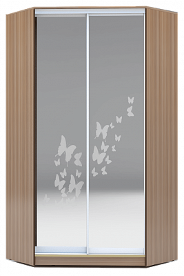 Шкаф угловой 2300х1103, ХИТ У-23-4-66-05, бабочки, 2 зеркала, шимо темный в Стерлитамаке - изображение