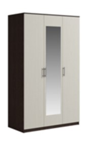 Шкаф 3 двери Светлана, с зеркалом, венге/дуб молочный в Уфе