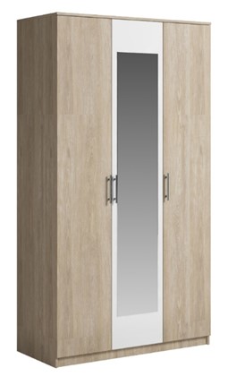 Шкаф 3 двери Светлана, с зеркалом, белый/дуб сонома в Уфе - изображение