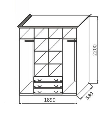 Распашной шкаф Ивушка-5 4-х створчатый с ящиками, цвет Дуб беленый в Стерлитамаке - изображение 1