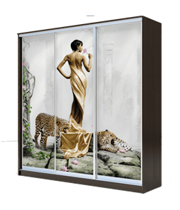 Шкаф 3-х створчатый 2400х2000х620, наполнение №1, Девушка с леопардом ХИТ 24-20-777-03 Венге Аруба в Стерлитамаке