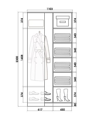 Шкаф угловой 2300х1103, ХИТ У-23-4-66-01, цапля, 2 зеркала, Дуб Сонома в Стерлитамаке - изображение 2