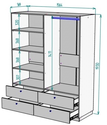 Шкаф четырехдверный Arvid H248 (ДСС) в Стерлитамаке - изображение 1