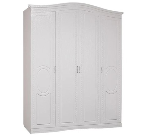 Шкаф четырехдверный Гертруда, М1, белая лиственница/ясень жемчужный в Стерлитамаке - изображение