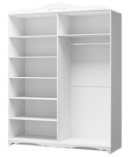Шкаф четырехдверный Лотос ШР-4 (Белый) 2 зеркала в Стерлитамаке - изображение 1