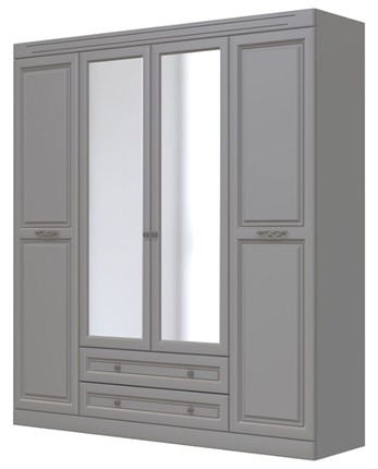 Шкаф четырехдверный в спальню Олимп ШР-4 (антрацит) 2 зеркала в Уфе - изображение